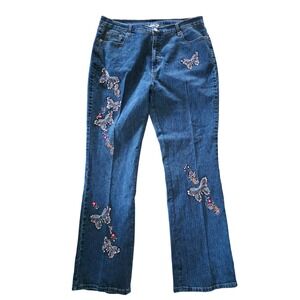 Denim 24/7 Women's Vintage Jeans Embellished Butterfly Bootcut Y2K Fairycore 20T
